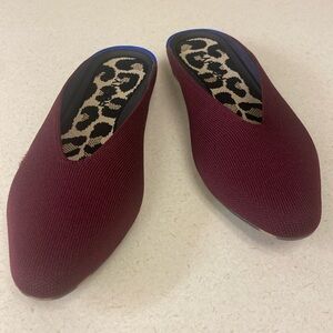 Rothy’s Almond Demi in Burgundy with leopard print insoles. Worn once